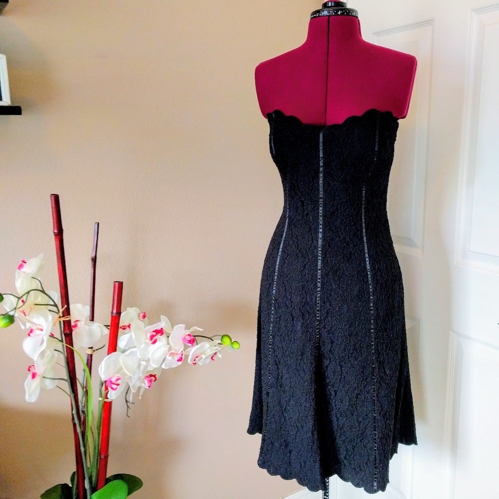WHBM Black Lace Strapless Dress Size 8